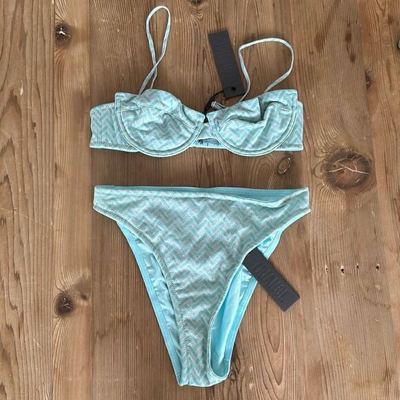 TRIANGL RHIAN TORQUOISE SAXE SPARKLE NO BAG NEW WITH TAGS - Picture 4 of 5